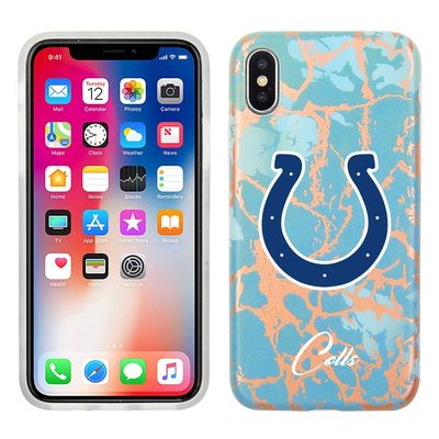 Prime Brands Group Cell Phone Case for Apple iPhone Xs/X - Teal/Rose Gold - NFL Licensed Indianapolis Colts