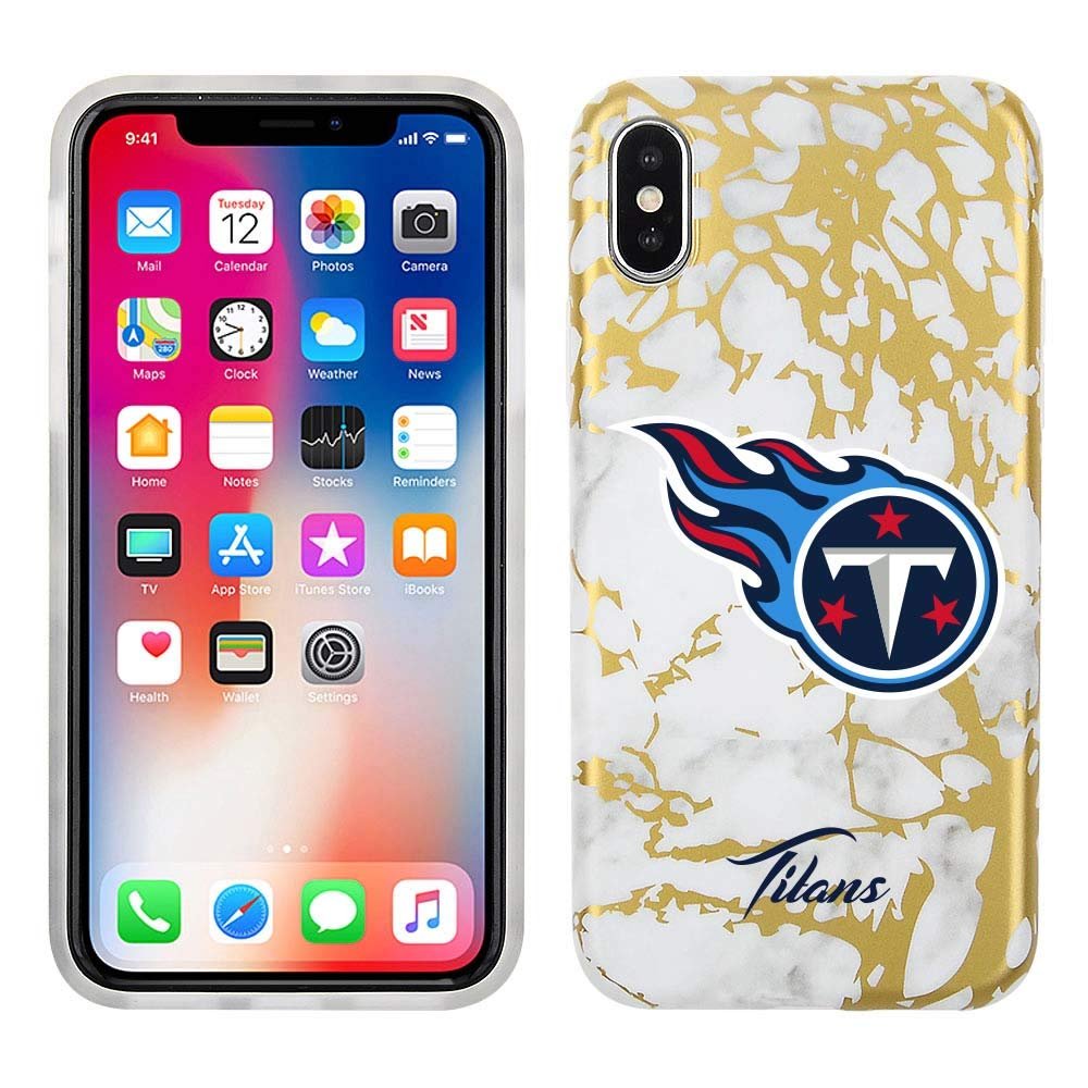 Prime Brands Group Cell Phone Case for Apple iPhone Xs/X - White/Gold - NFL Licensed Tennessee Titans