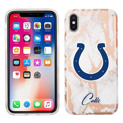 Prime Brands Group Cell Phone Case for Apple iPhone Xs/X - White/Rose Gold - NFL Licensed Indianapolis Colts