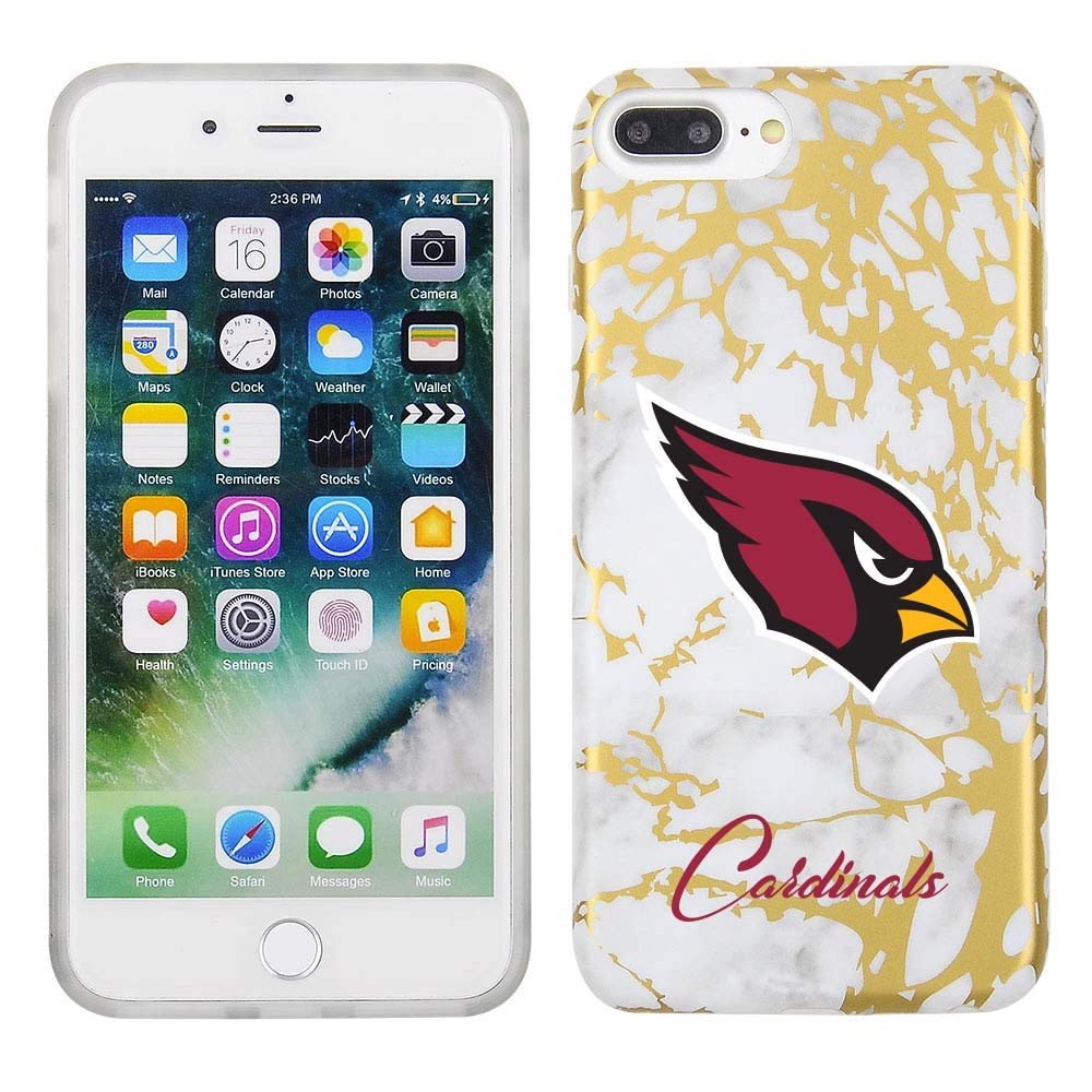 Prime Brands Group Cell Phone Case for Apple iPhone 8 Plus/7 Plus/6S Plus - White/Gold - NFL Licensed Arizona Cardinals