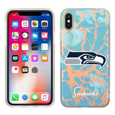 Prime Brands Group Cell Phone Case for Apple iPhone Xs/X - Teal/Rose Gold - NFL Licensed Seattle Seahawks