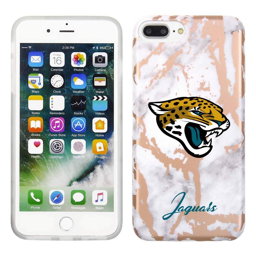Prime Brands Group Cell Phone Case for Apple iPhone 8 Plus/7 Plus/6S Plus - White/Rose Gold - NFL Licensed Jacksonville Jaguars
