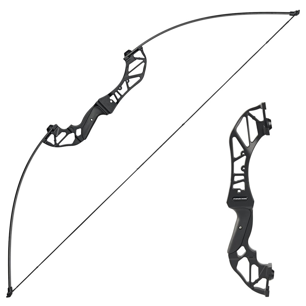 Toparchery Archery Takedown Recurve Bow Hunting Long Bow Set Alloy Riser - Right Hand Black - Draw Weight 30lbs 40lbs - with Arrow Sight, Arrow Brush (Black, 30lbs)