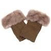 Abberrki Women Winter Faux Fur Boot Cuff Crochet Knit Boots Socks Short Leg Warmers (Khaki)