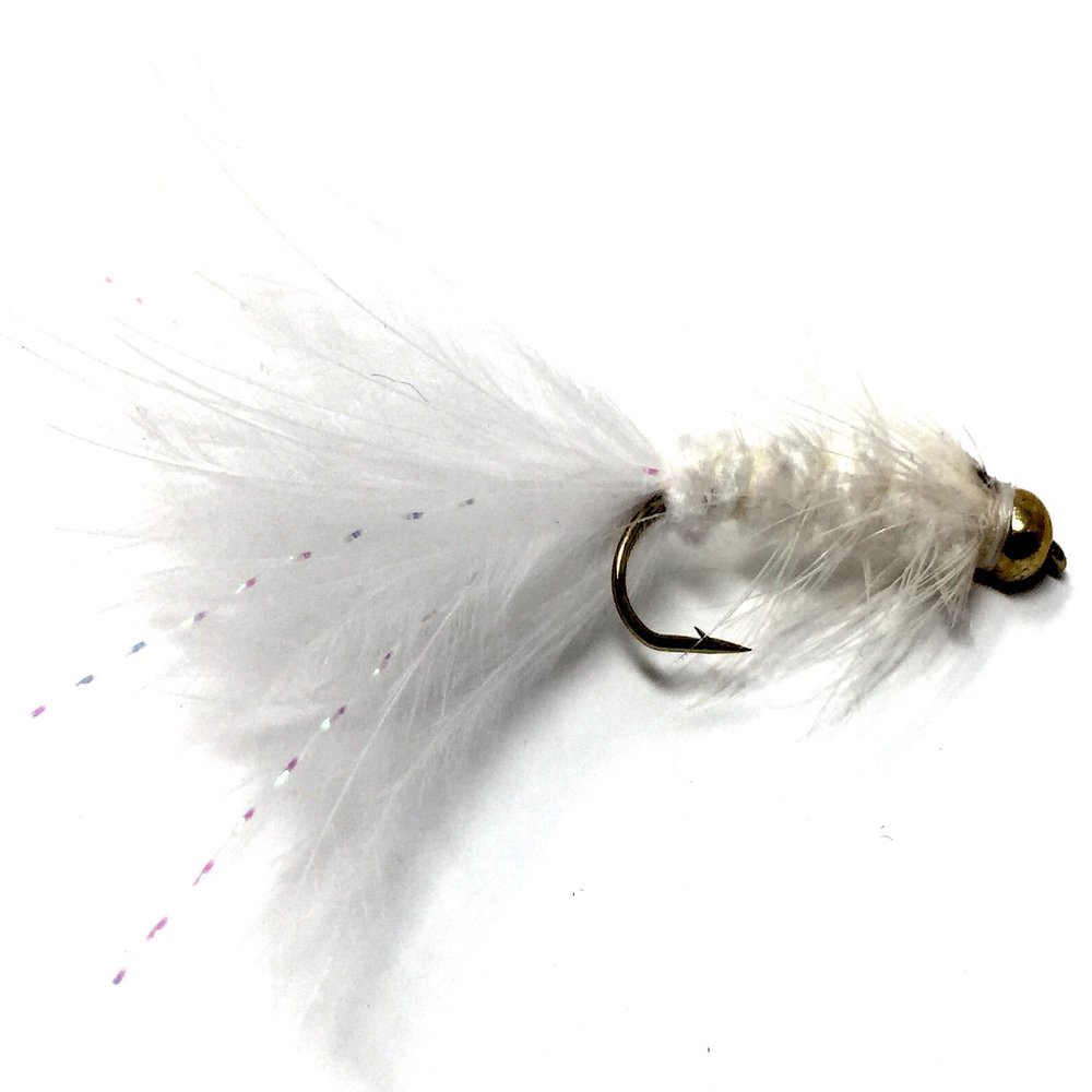 Feeder Creek Woolly Bugger Fly Fishing Flies for Trout, Bass and Salmon- 12pc Handmade Wet Flies for Fly Fishing in Various Patterns/Colors | Streamer Flies (10, White)