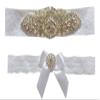 Plus Size White Party Garter Set with Rhinestones Toss Away Wedding Garter Set view 1