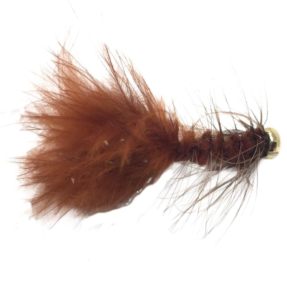 Feeder Creek Woolly Bugger Fly Fishing Flies for Trout, Bass and Salmon- 12pc Handmade Wet Flies for Fly Fishing in Various Patterns/Colors | Streamer Flies (8, Brown)