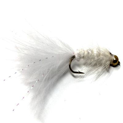Feeder Creek Woolly Bugger Fly Fishing Flies for Trout, Bass and Salmon- 12pc Handmade Wet Flies for Fly Fishing in Various Patterns/Colors | Streamer Flies (4, White)