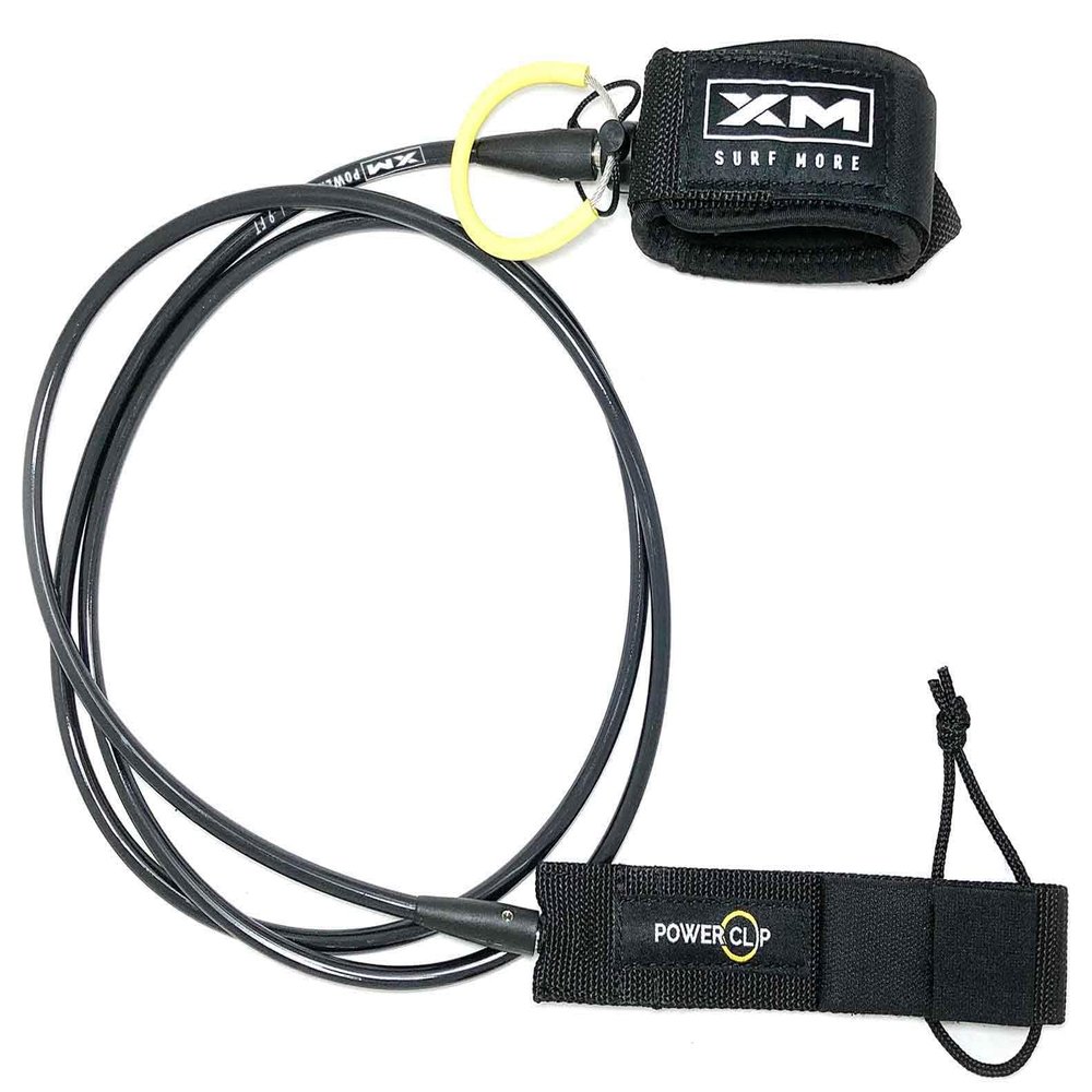 XM SURF MORE Regular 10ft Surfboard Leash with Power Clip Quick Release Upgrade, Cord Thickness (.270in), Key Pocket, Unbreakable Swivels, Detachable Railsaver, Made in USA