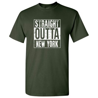 Straight Outta New York - New York Football T Shirt - 2X-Large - Forest
