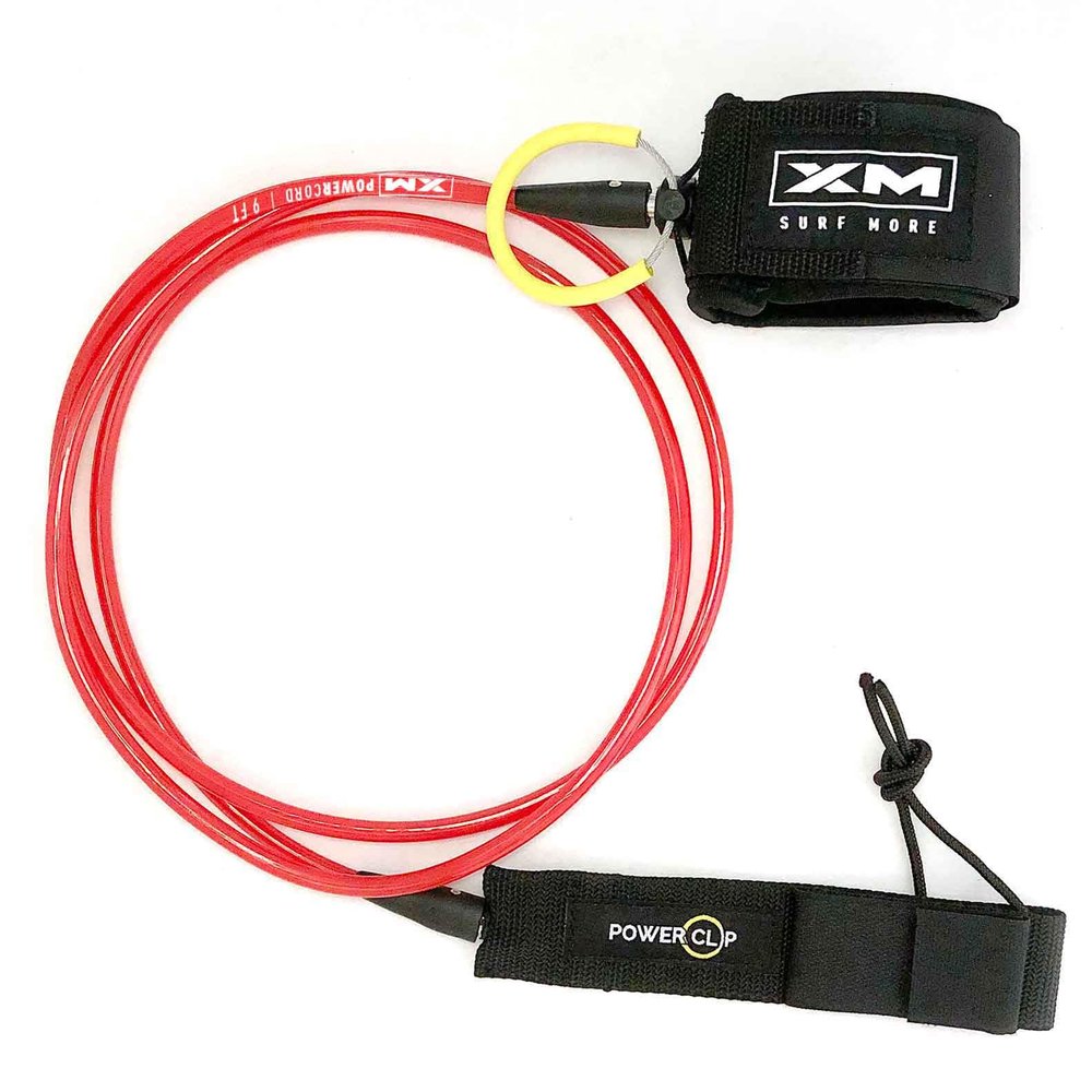 XM SURF MORE Regular 8ft Surfboard Leash with Power Clip Quick Release Upgrade, Cord Thickness (.270in), Key Pocket, Unbreakable Swivels, Detachable Railsaver, Made in USA