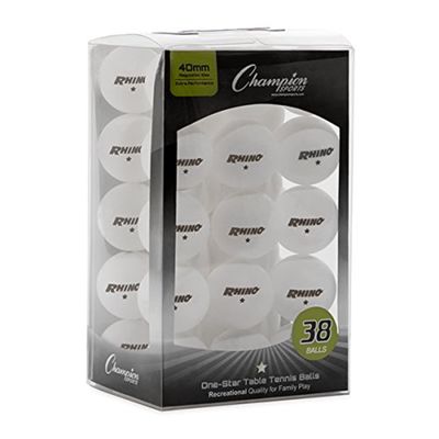 Champion Sports 1 Star Table Tennis Ball Pack White Ping Pong Balls, Set of 38, with 40mm Seamless Design Recreation Table Tennis Equipment, Accessories