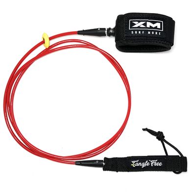 XM SURF MORE Comp 8ft Surfboard Leash with Tangle Free Upgrade, Cord Thickness (.220in), Key Pocket, Unbreakable Swivels, Detachable Railsaver, Made in USA