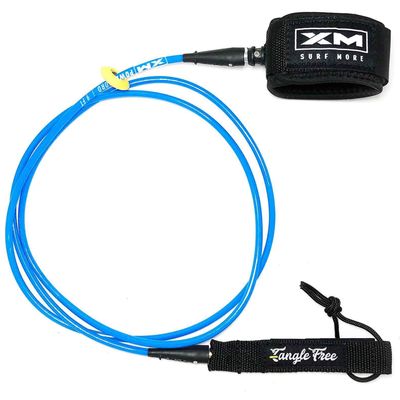 XM SURF MORE Comp 10ft Surfboard Leash with Tangle Free Upgrade, Cord Thickness (.220in), Key Pocket, Unbreakable Swivels, Detachable Railsaver, Made in USA