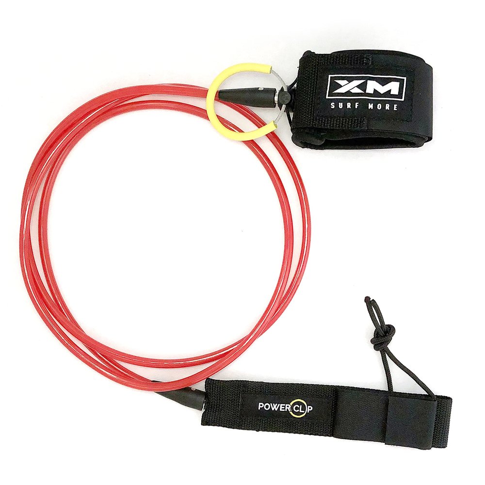 XM SURF MORE Regular 10ft Surfboard Leash with Power Clip Quick Release Upgrade, Cord Thickness (.270in), Key Pocket, Unbreakable Swivels, Detachable Railsaver, Made in USA