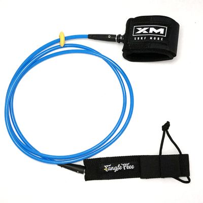 XM SURF MORE Regular 8ft Surfboard Leash with Tangle Free Upgrade, Cord Thickness (.270in), Key Pocket, Unbreakable Swivels, Detachable Railsaver, Made in USA