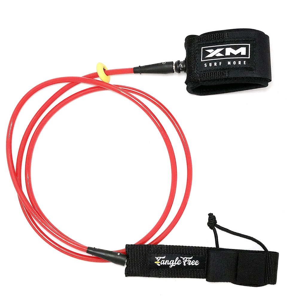 XM SURF MORE Regular 6ft Surfboard Leash with Tangle Free Upgrade, Cord Thickness (.270in), Key Pocket, Unbreakable Swivels, Detachable Railsaver, Made in USA