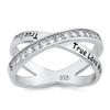 Clear CZ True Love Waits Promise Ring Sterling Silver Crisscross Band Size 9 view 1
