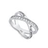 Clear CZ True Love Waits Promise Ring Sterling Silver Crisscross Band Size 9 view 2