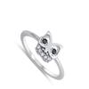Black Simulated CZ Owl Animal Bird Nature Ring .925 Sterling Silver Band Size 9 view 2