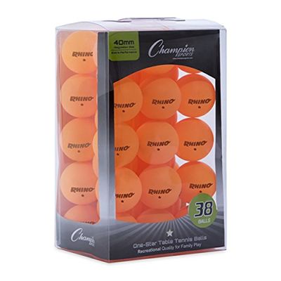 Champion Sports 1 Star Table Tennis Ball Pack Orange Ping Pong Balls, Set of 38, with 40mm Seamless Design Recreation Table Tennis Equipment, Accessories