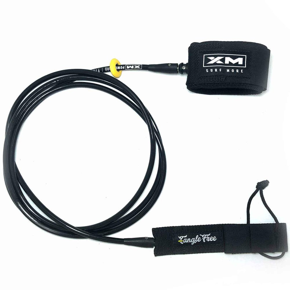XM SURF MORE Big Wave 12ft Surfboard Leash with Tangle Free Upgrade, Cord Thickness (.313in), Key Pocket, Unbreakable Swivels, Detachable Railsaver, Made in USA