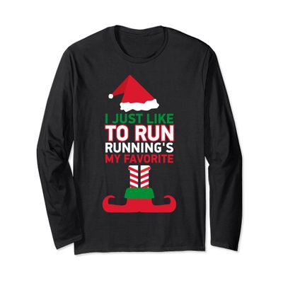 Christmas Running I Just Like To Run Running's My Favorite Long Sleeve T-Shirt