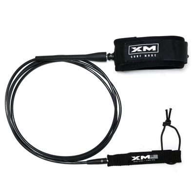 XM SURF MORE Longneck Surfboard Leash 9ft., COMP Cord Thickness (.220 in.), Ideal for Longboards, Manuever Without Stepping on Cord, Key Pocket, Unbreakable Swivels, Detachable Railsaver, Made in USA