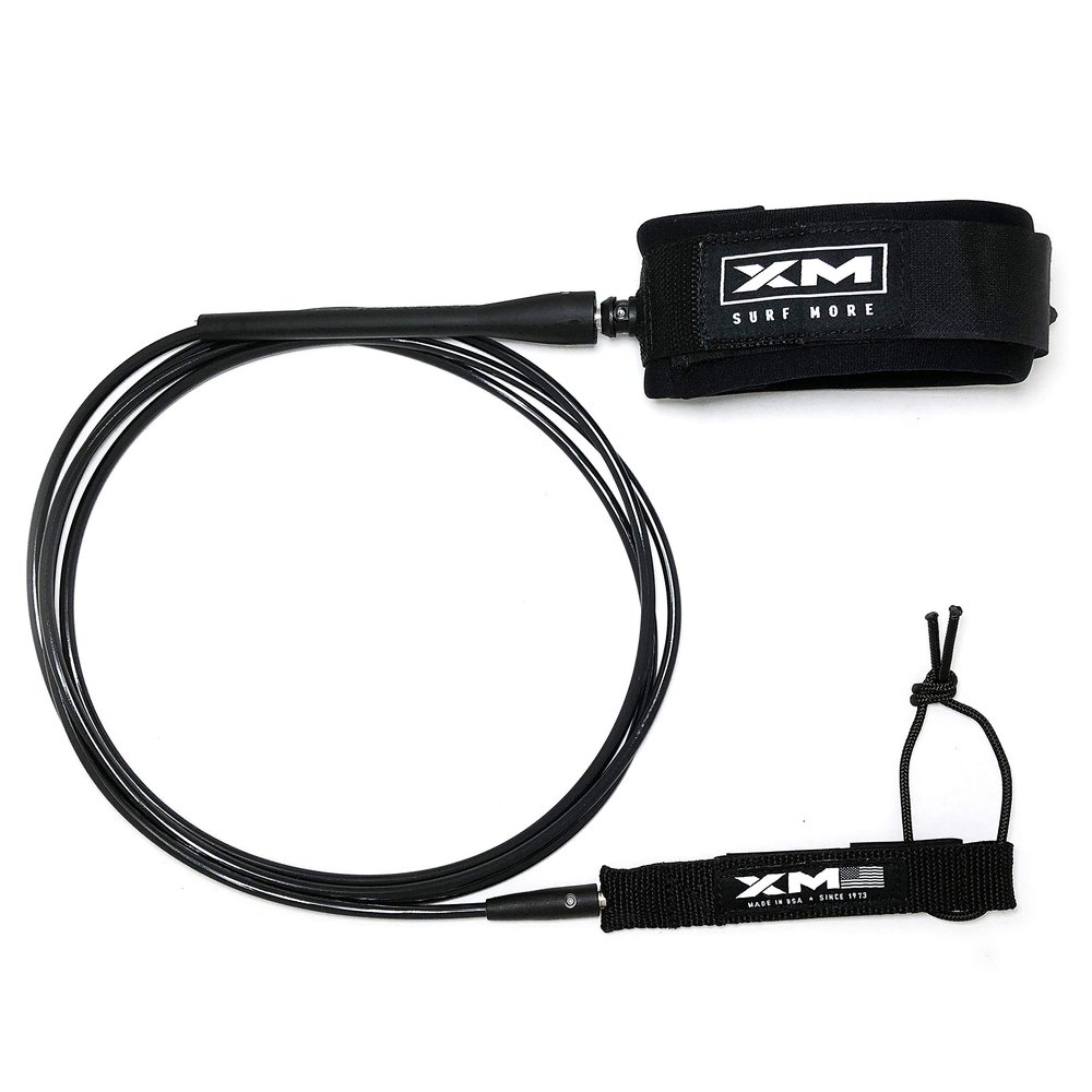 XM SURF MORE Longneck Surfboard Leash 9ft., COMP Cord Thickness (.220 in.), Ideal for Longboards, Manuever Without Stepping on Cord, Key Pocket, Unbreakable Swivels, Detachable Railsaver, Made in USA