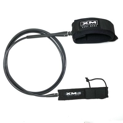XM SURF MORE Longneck Surfboard Leash 9ft, Regular Cord Thickness (.270 in), Ideal for Longboards, Manuever Without Stepping on Cord, Key Pocket, Unbreakable Swivels, Detachable Railsaver, Made in USA