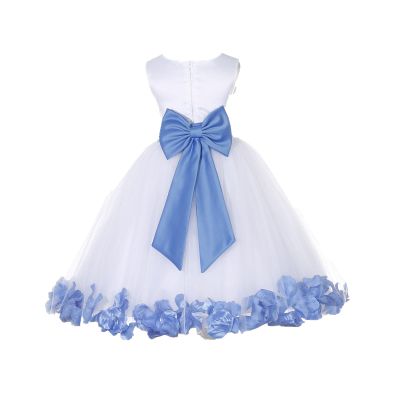 ekidsbridal Wedding Pageant Flower Petals Girl White Dress with Bow Tie Sash 302a 2
