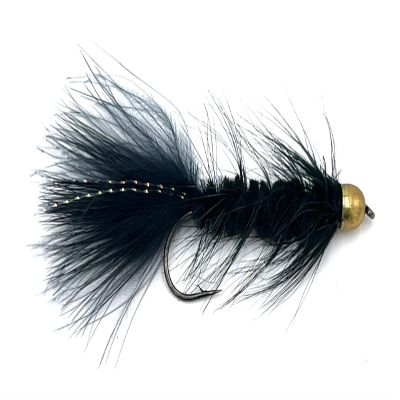 Feeder Creek Woolly Bugger Fly Fishing Flies for Trout, Bass and Salmon- 12pc Handmade Wet Flies for Fly Fishing in Various Patterns/Colors | Streamer Flies (12, Black)