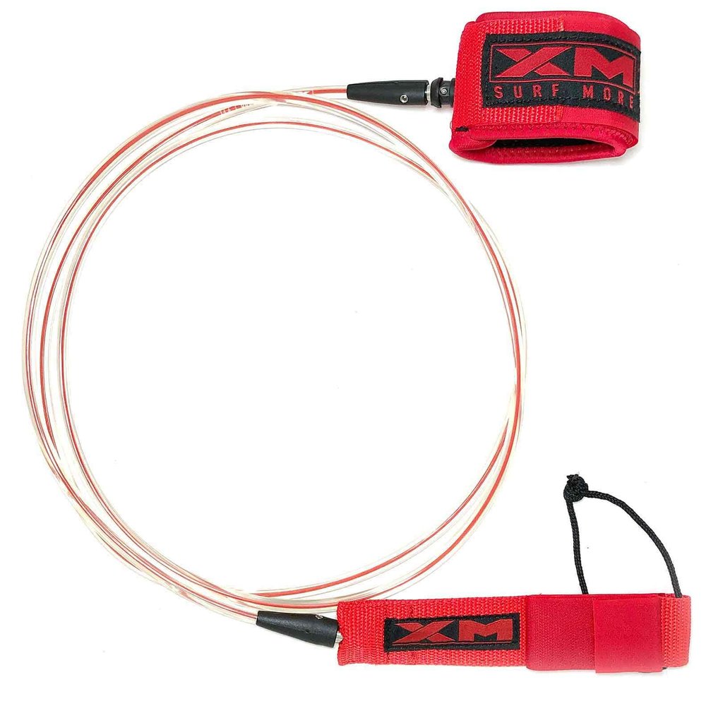 XM SURF MORE CORE Surfboard Leash 10ft., Color at The Core, Regular Cord Thickness (.270 in.), Choose Length and Color, Key Pocket, Unbreakable Swivels, Detachable Railsaver, Made in USA