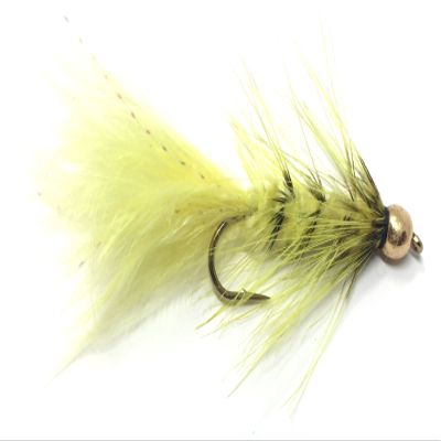 Feeder Creek Woolly Bugger Fly Fishing Flies for Trout, Bass and Salmon- 12pc Handmade Wet Flies for Fly Fishing in Various Patterns/Colors | Streamer Flies (8, Yellow)