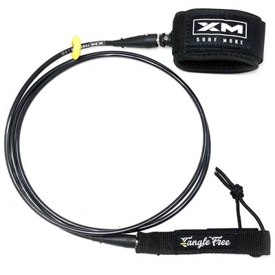 XM SURF MORE Comp 10ft Surfboard Leash with Tangle Free Upgrade, Cord Thickness (.220in), Key Pocket, Unbreakable Swivels, Detachable Railsaver, Made in USA