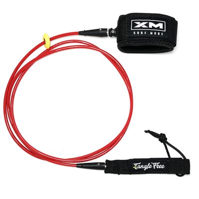 XM SURF MORE Comp 5ft Surfboard Leash with Tangle Free Upgrade, Cord Thickness (.220in), Key Pocket, Unbreakable Swivels, Detachable Railsaver, Made in USA