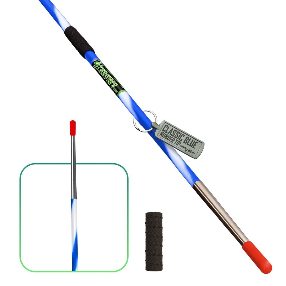 4THROWS 600g Aluminum Competition Javelin for Athletes, Girls & Women Durable 50m High-Performance Throwing Javelin for Track & Field, Rubber Tip, Classic Blue
