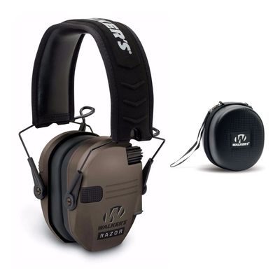 Walker's Razor Slim Electronic Shooting Hearing Protection Muff (Earth) with Case