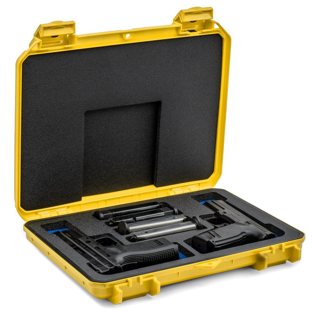 Seahorse 85 FP2 Heavy Duty 2 Pistol Case - TSA Approved/Mil Spec / IP67 Waterproof/USA Made for Firearms, Pistols, Handguns; Stores 2 Pistols and 12 Magazines