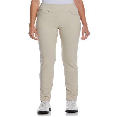 PGA TOUR Women's Tummy Control Pull-on Waistband Golf Pants, Sand, X-Small