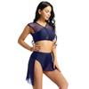 Alvivi Women's 2 Pieces Ballet Dance Leotard Dress Lyrical Asymmetric Contemporary Dancewear Navy Blue X-Large view 2
