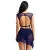 Alvivi Women's 2 Pieces Ballet Dance Leotard Dress Lyrical Asymmetric Contemporary Dancewear Navy Blue X-Large view 4
