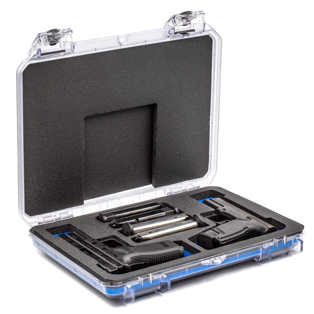 Seahorse 85 FP2 Heavy Duty 2 Pistol Case - TSA Approved/Mil Spec / IP67 Waterproof/USA Made for Firearms, Pistols, Handguns; Stores 2 Pistols and 12 Magazines