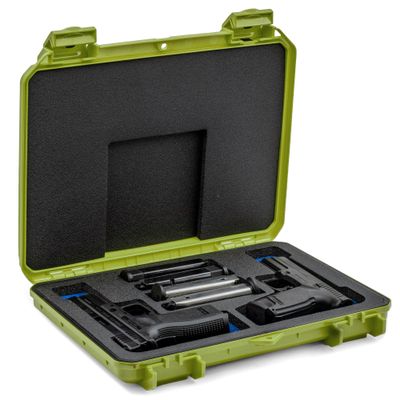 Seahorse 85 FP2 Heavy Duty 2 Pistol Case - TSA Approved/Mil Spec / IP67 Waterproof/USA Made for Firearms, Pistols, Handguns; Stores 2 Pistols and 12 Magazines