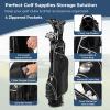 GYMAX Golf Stand Bag, 4 Way Divider Golf Bag with 4 Zippered Pockets, Cooler Bag, Rain Hood & Padded Shoulder Strap, Lightweight Portable Pitch n Putt Golf Clubs Bag for Men/Women (Black) view 2
