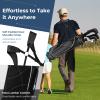 GYMAX Golf Stand Bag, 4 Way Divider Golf Bag with 4 Zippered Pockets, Cooler Bag, Rain Hood & Padded Shoulder Strap, Lightweight Portable Pitch n Putt Golf Clubs Bag for Men/Women (Black) view 3