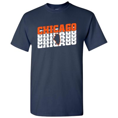 UGP Campus Apparel Chicago Retro Repeat - Sports Team City Pride Tailgating T Shirt - Small - Navy