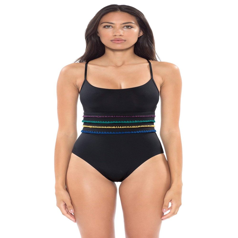 Soluna Women's Summer Solstice Stitched One-Piece Swimsuit (L, Black)
