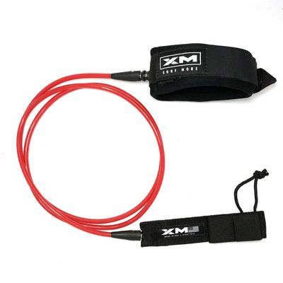 XM SURF MORE Knee/Calf Surfboard Leash 8ft-10ft, COMP Cord Thickness (.220 in.), Choose Length and Color, Key Pocket, Unbreakable Swivels, Detachable Railsaver, Made in USA