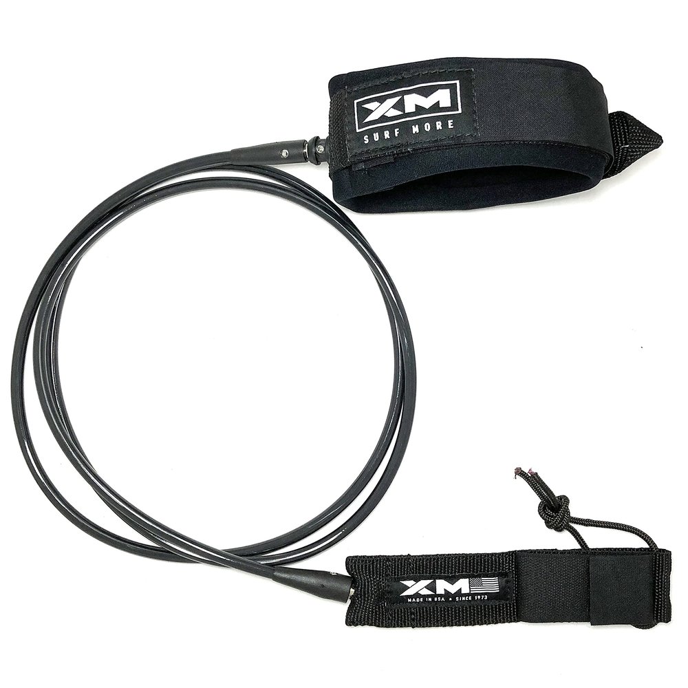 XM SURF MORE Knee/Calf Surfboard Leash 10ft., COMP Cord Thickness (.220 in.), Choose Length and Color, Key Pocket, Unbreakable Swivels, Detachable Railsaver, Made in USA